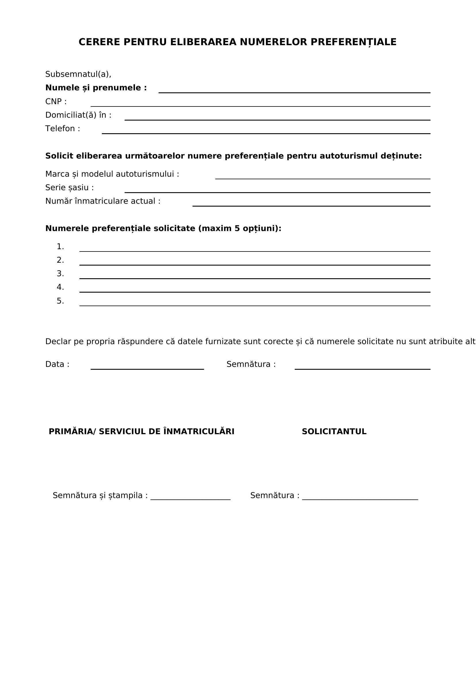 Cerere Numere Preferentiale