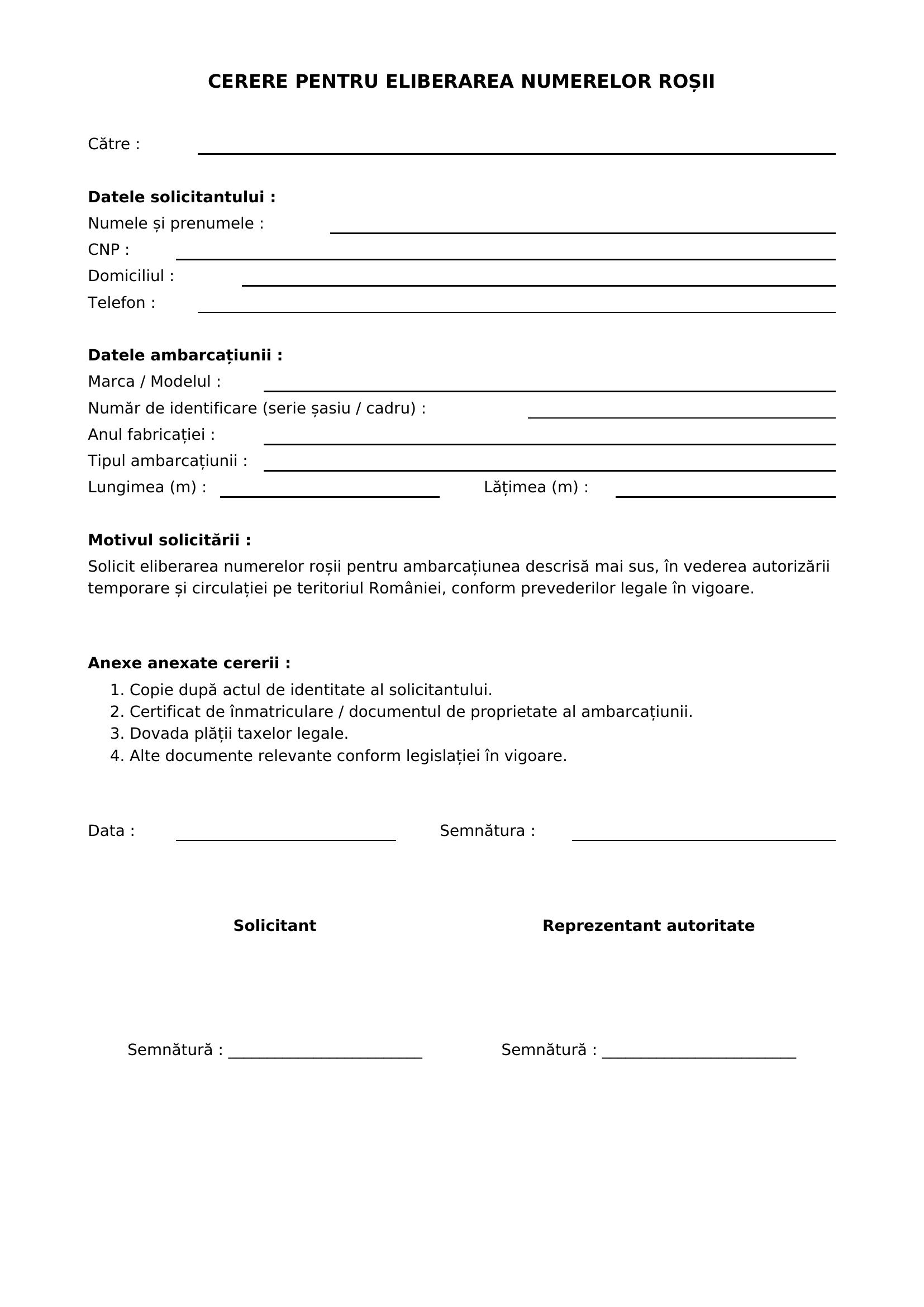 Model Cerere Numere Rosii