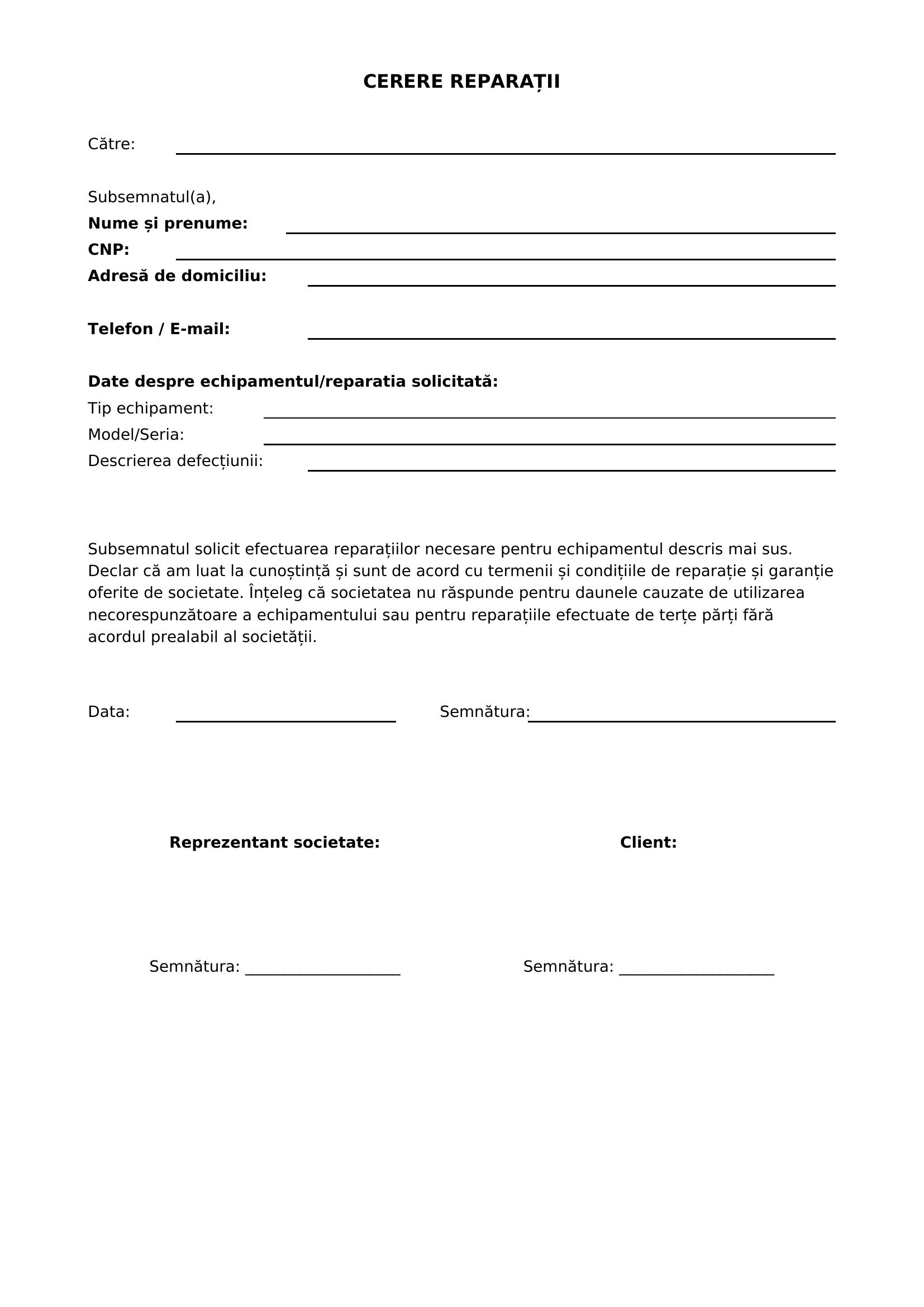 Model Cerere Reparatii