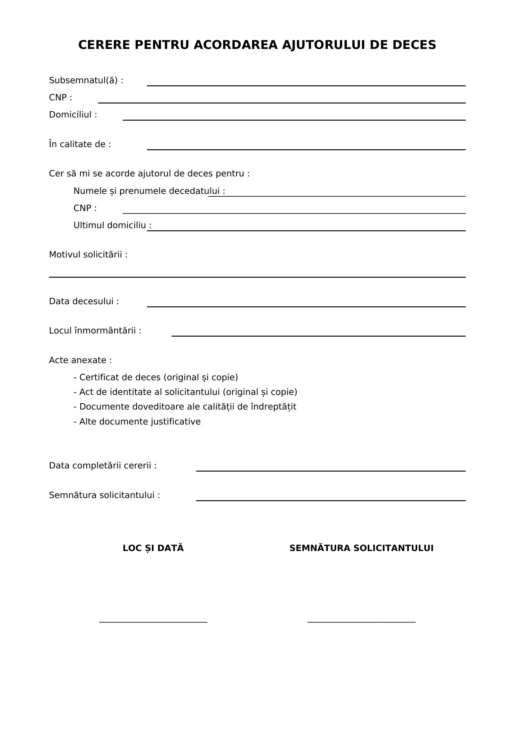 Model Completare Cerere Ajutor Deces